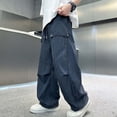 thumbnail image 2 of StSilkitty Boys Girls Cargo Pants Elastic Waist Drawstring Baggy Wide Leg Pants Lightweight Sweat Pants with Pockets, 2 of 5