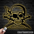 thumbnail image 3 of Craftnamesign Custom Pirate Skull Metal Wall Art LED Light, Pirate Sign, Skull Wall Decor, 3 of 5