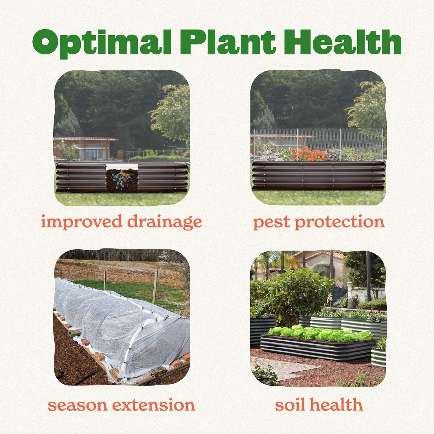 Epic Gardening Round Galvanized Raised Garden Bed Kit, 15" Tall Food-Safe Metal Planter, Mist Green, Outdoor Use