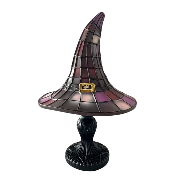 Witch Hat Table Lamp, Halloween Glowing Decor for Shelf, Spooky Mini LED Night Light for Bedroom, Resin Wizard Hat Ornament for Holiday & Home Decor