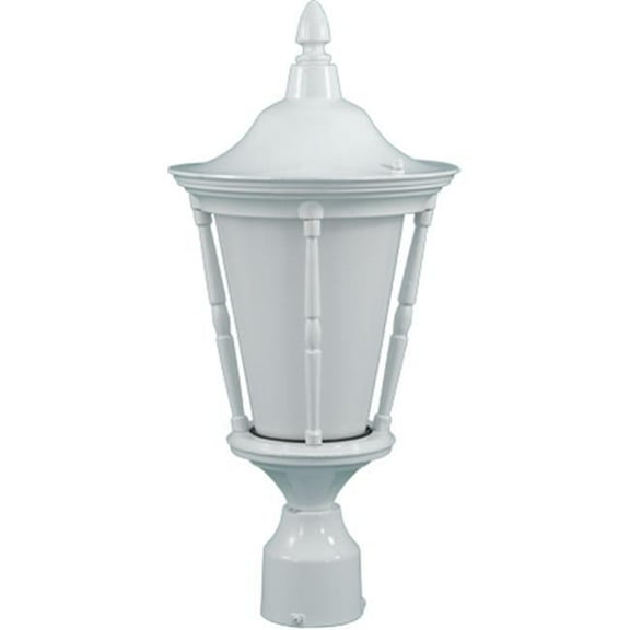 Dabmar Lighting GM112-W Powder Coated Cast Aluminum Post Top Light Fixture, White - 19.75 x 9.25 x 9.25 in.