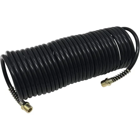 1 4 Inch X 25Ft Black Air Recoil Hose With Mnpt Fittings 200 Psi Equipment Use