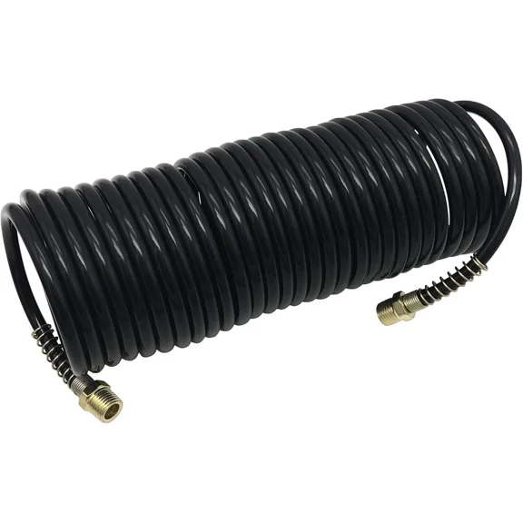 1 4 Inch X 25Ft Black Air Recoil Hose With Mnpt Fittings 200 Psi Equipment Use