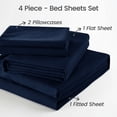 thumbnail image 2 of Sasttie Full Size Sheets Set Brushed Microfiber, 4 Piece Sheet Set Upto 16 Inches Deep Pocket Bedding Sheets & Pillowcases - Navy, 2 of 8