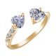 thumbnail image 1 of Anillo abierto de doble corazón con diamantes y circonitas para mujer, 1 of 1