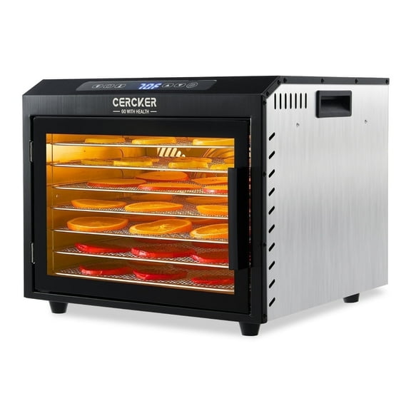 CERCKER Food Dehydrator Machine 7 Trays Stainless Steel Fruit Dryer 800W Dehydrator for Food and Jerky with 190ºF Adjustable Thermostat