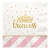 Little Princess Crown with Gold Foil - Pink and Gold Princess Baby Shower or Birthday Party Luncheon Napkins (16 Count)