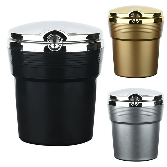 Walbest Durable High Density Flame Retardant LED Car Ashtray, Silver