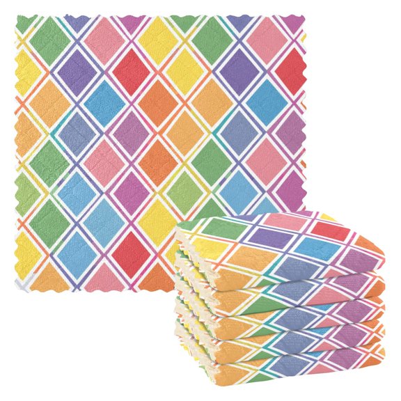 Kitchen Dish Towels Soft Absorbent Dish Cloths 11"x11" Rainbow Block 6 Packs