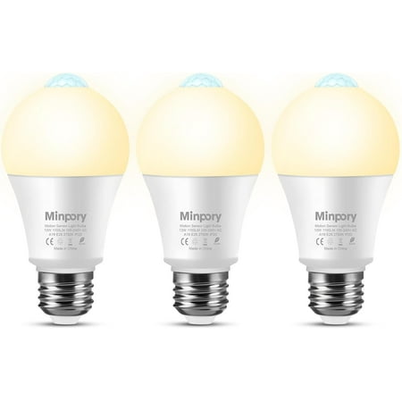

Motion Sensor Light Bulbs 13W(100W Equivalent) Motion Detector Auto Activated Dusk To Dawn Security Led Bulb A19 E26 2700K Soft White Outdoor Lighting For Garage Porch Stairs Patio 3 Pack
