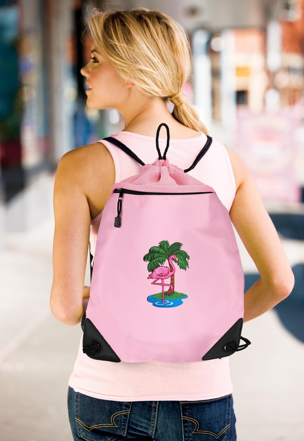 Ladies Ella Tropical Floral Summer Draw String Bag 3 Colours! 73131 