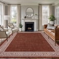thumbnail image 2 of Coffee Brown Retro Greek Key Large Area Rugs for Bedroom Living Room, Soft Non Slip Carpet Bedside Rug, Geometric Greece Ancient Farmhouse Rectangular Floor Cover Kitchen Accent Rug 6'x9' for Office, 2 of 9