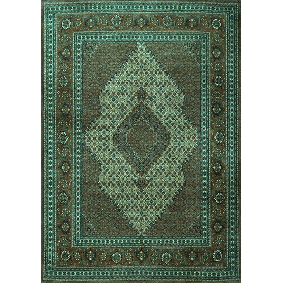 Ahgly Company Indoor Rectangle Persian Turquoise Blue Traditional Area Rugs, 8' x 12'
