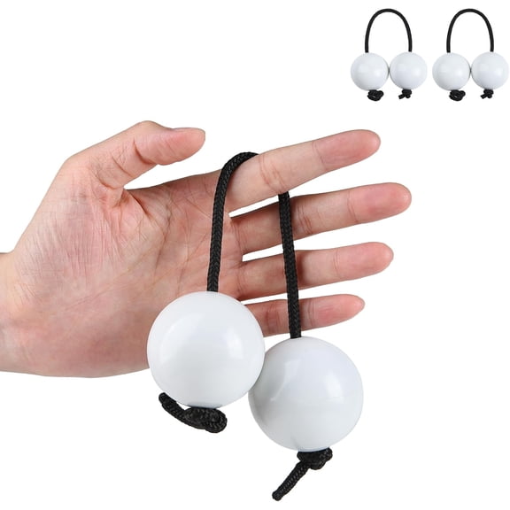 2Pcs Asalato Shakers, Kashaka Rhythmic Ball African Musical Instrument Aslatua Shakers, White