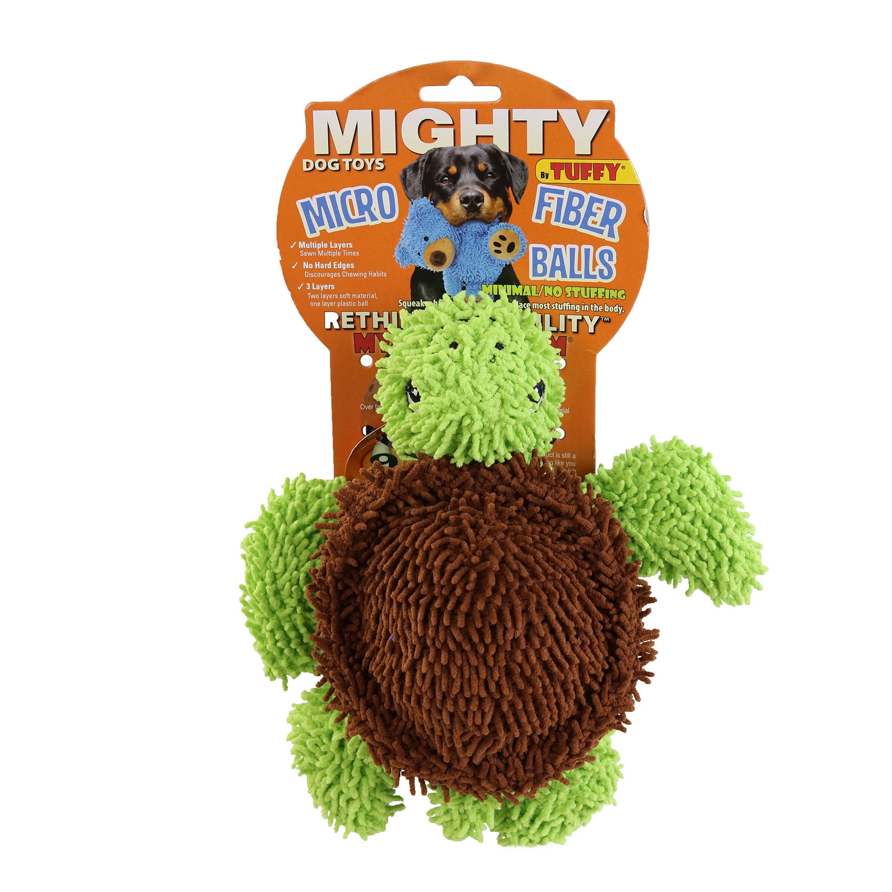 Mighty Microfiber Ball Med Turtle, Durable Squeaky Dog Toy