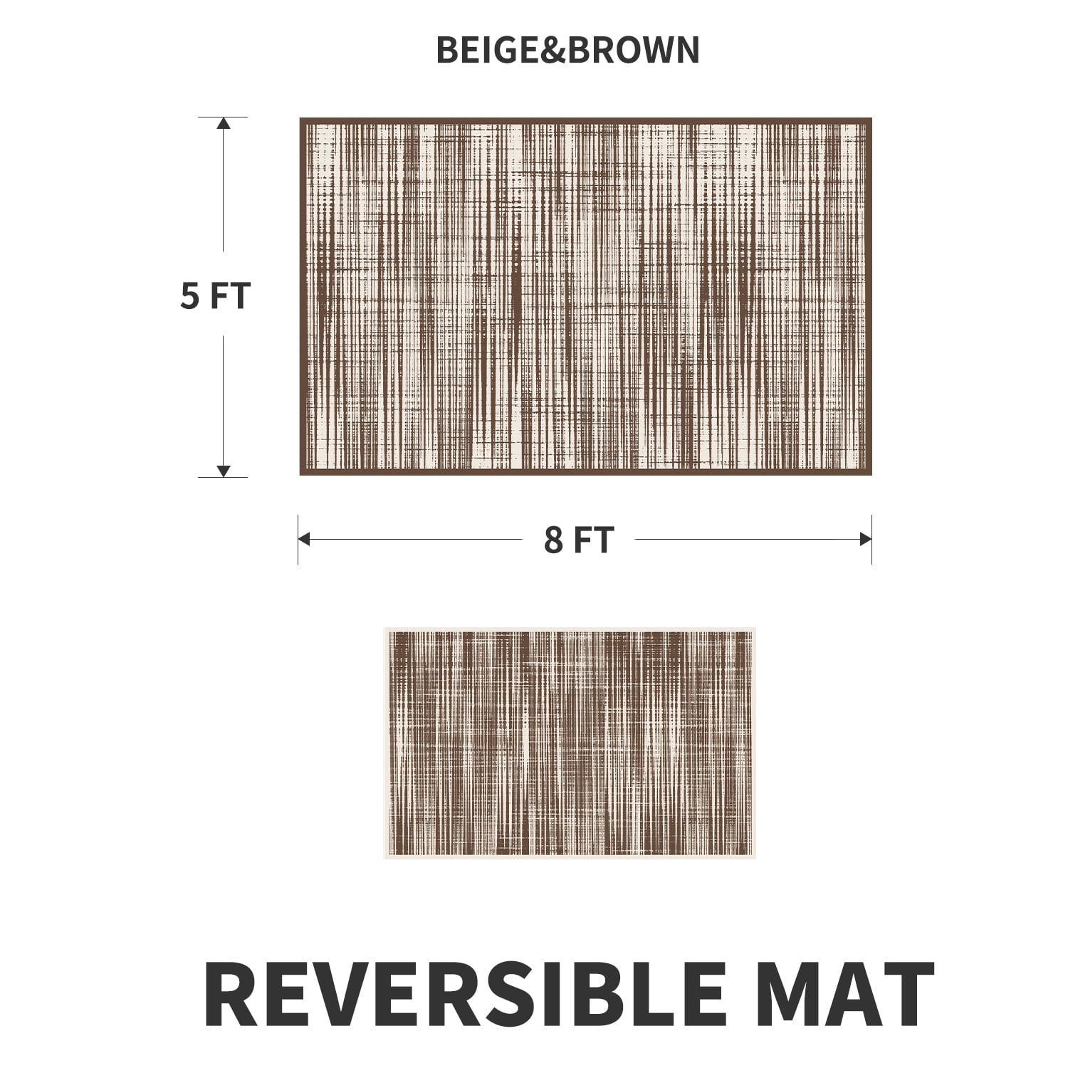VUNATE Outdoor Rug Carpet 5'x8' Waterproof Reversible Patio Rug Portable Modern Abstract Indoor Outdoor Rug Plastic Straw Rug for RV Camping Garden Picnic Deck Backyard Porch Decor Beige and Brown