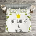 thumbnail image 3 of Ambesonne Queen Quilted Bedspread Set 3 Pcs, Green Wreath Words Crown, King Size, Grey Apple Green, 3 of 3