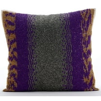 Cushion Cover Sofa, Purple Cushion Cover 16x16 inch (40x40 cm), Silk Accent Pillow Covers, Abstract, Beaded, Ombre, Modern Decorative Throw Pillow Covers For Couch - Metal Berry
