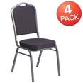 thumbnail image 4 of 4 Pk. HERCULES Series Crown Back Stacking Banquet Chair in Black Patterned Fabric - Silver Vein Frame, 4 of 9