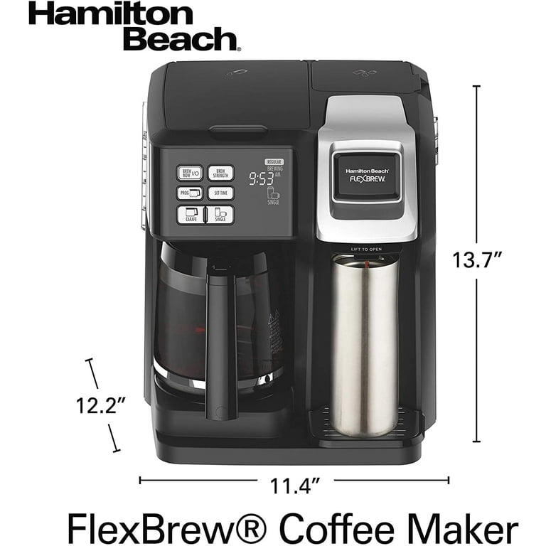 Hamilton Beach FlexBrew Trio 2-Way Coffee Maker, Compatible with K-Cup Pods  or Grounds, Combo, Single Serve & Full 12c Thermal Pot, Black and