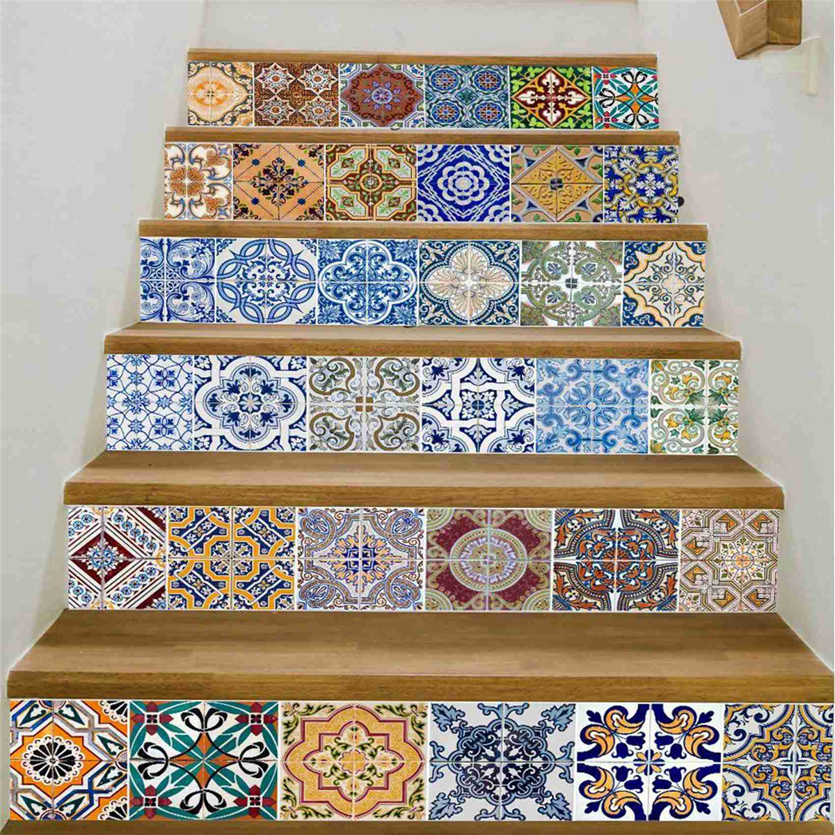 24X Peel and Stick Tile Backsplash Stair Riser Decals DIY Tile Decals Mexican Traditional Waterproof