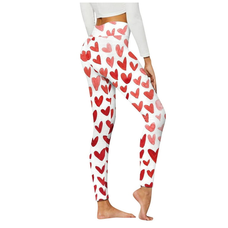Yoga Pants Plus Size Casual Printing Heart Shape Pattern High Rise Pants  for Women Fashion Slim Fit Workout Trendy Womens Pants Straight Lightweight