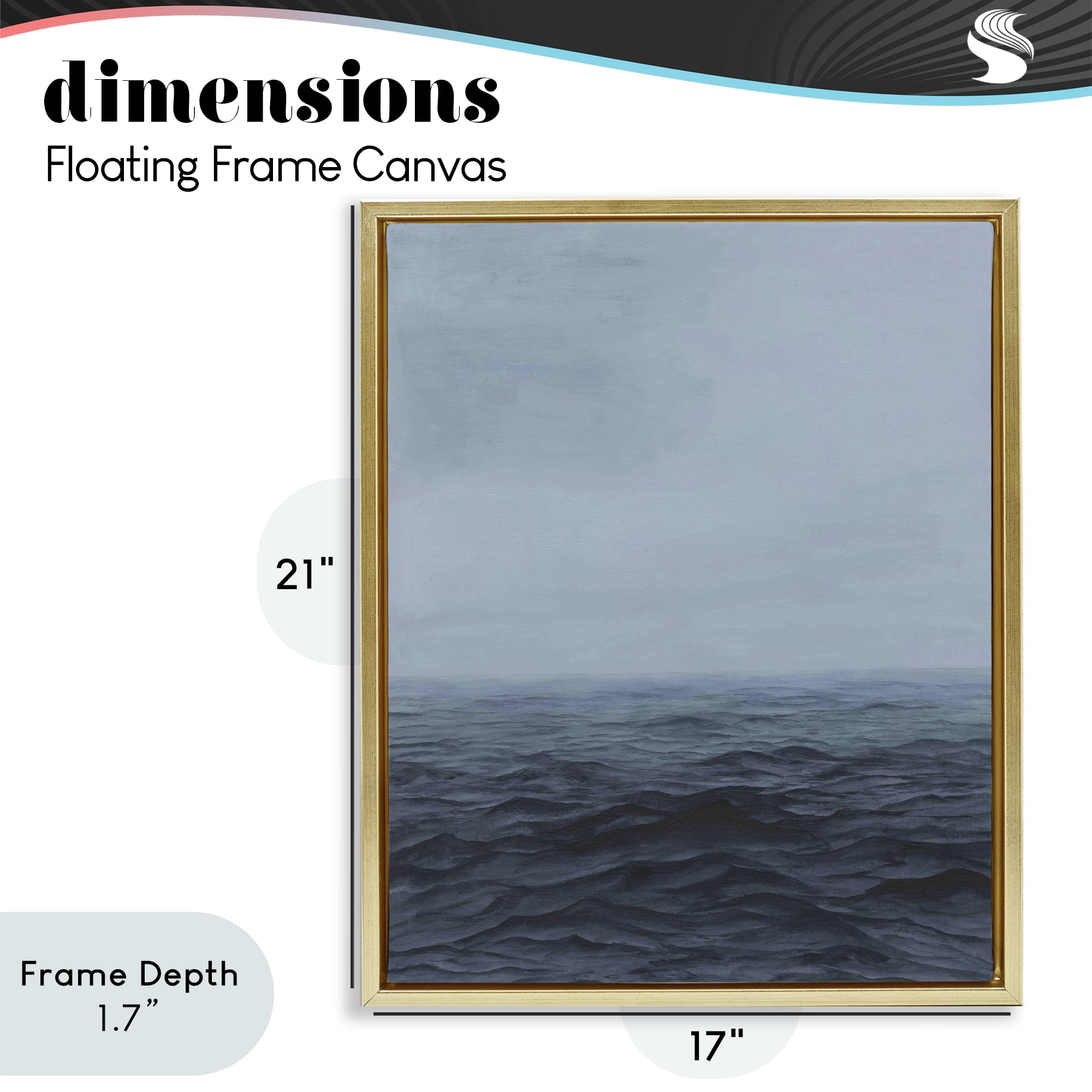 Stupell Industries Vast Ocean Expanse Gold Framed Floater Canvas Wall Art, design by Michael Willett