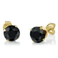 thumbnail image 2 of Gem Stone King 3.50 Ct Black Sapphire White Diamond 18K Yellow Gold Plated Silver Pendant and Earrings Jewelry Set, 2 of 5