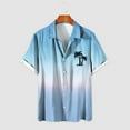 thumbnail image 5 of VBARHMQRT Yellow Long Sleeve Shirt Men Short Sleeved Fashionable Color Gradient Printed Coconut Tree Pattern Men Seaside Beach Shirt Sky Blue, 5 of 5