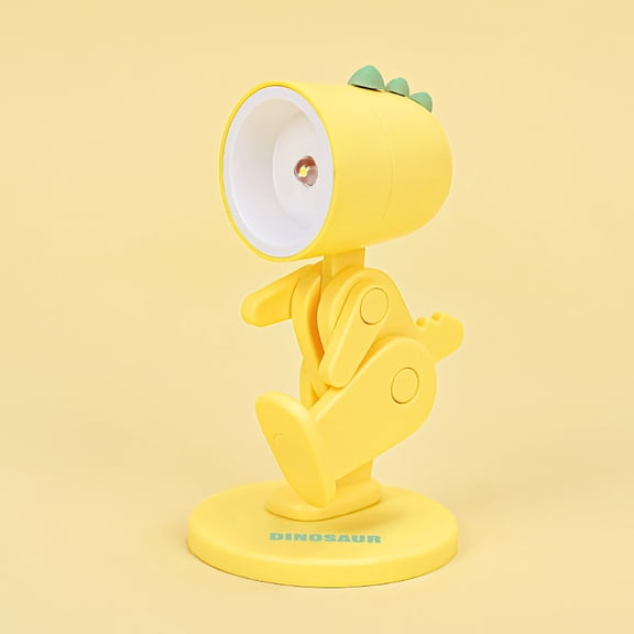 Naittoop Mini Dinosaur Night Light with Magnetic Base 3.7in Cute LED Desk Lamp with Adjustable Phone Stand Portable Reading Table Light for Students Bedroom Dorm Yellow