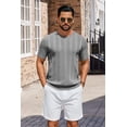 thumbnail image 2 of COOFANDY Men' T-Shirts Short Sleeve Knit Sweater Shirt Casual Crewneck Ribbed Pullover Tees Basic Tops, 2 of 6