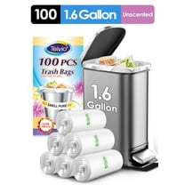 1.6 Gallon 100 Counts Strong Trash Bags Garbage Bags by Teivio, Bathroom Trash Can Bin Liners, Small Plastic Bags for home office kitchen, Clear