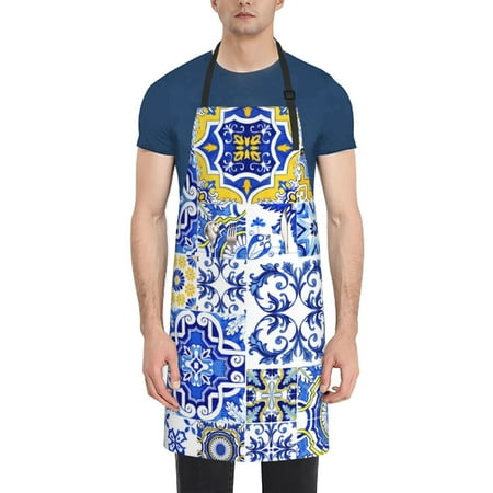 

Picia Watercolor Artwork Waterproof Apron for Unisex Adult - Adjustable Bib Apron with Pockets Ideal for Cooking Gardening Painting and Household Chores