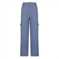 thumbnail image 4 of MELDVDIB Womens Jeans Cargo Pants Wide Leg Baggy Button Waist Hiking Pant Fashion Casual Solid Color Lounge Trousers with Pockets Navy 2XL, 4 of 8