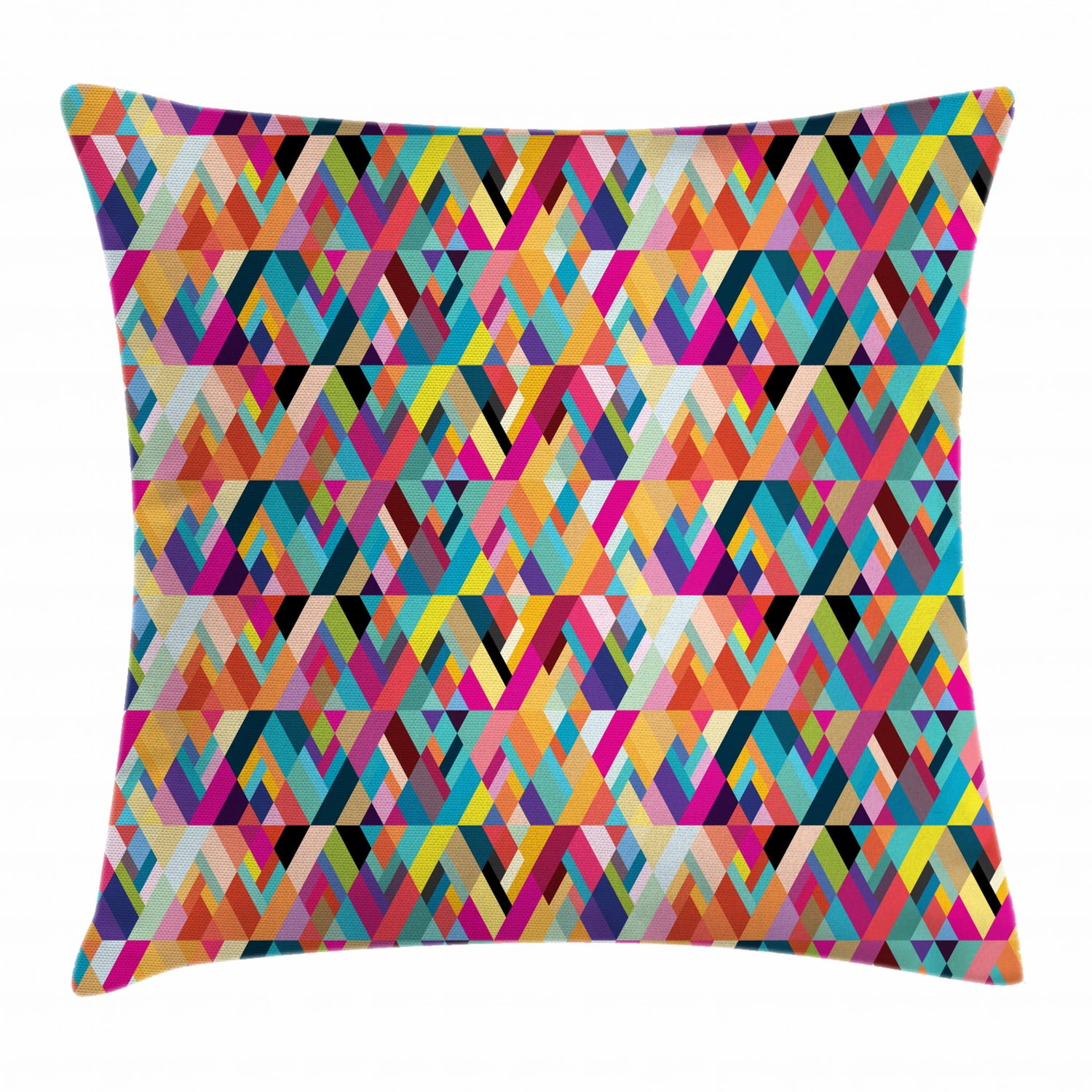 Abstract Throw Pillow Cushion Cover, Bauhaus Style Pattern of Geometric