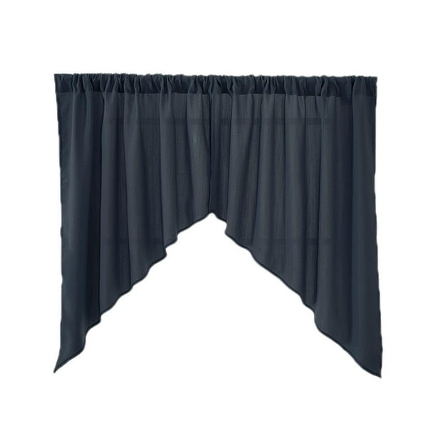Cortina triangular transparente para ventana, cenefa transparente, azul oscuro, 90 x 90 cm, azul oscuro Azul oscuro 90x90cm