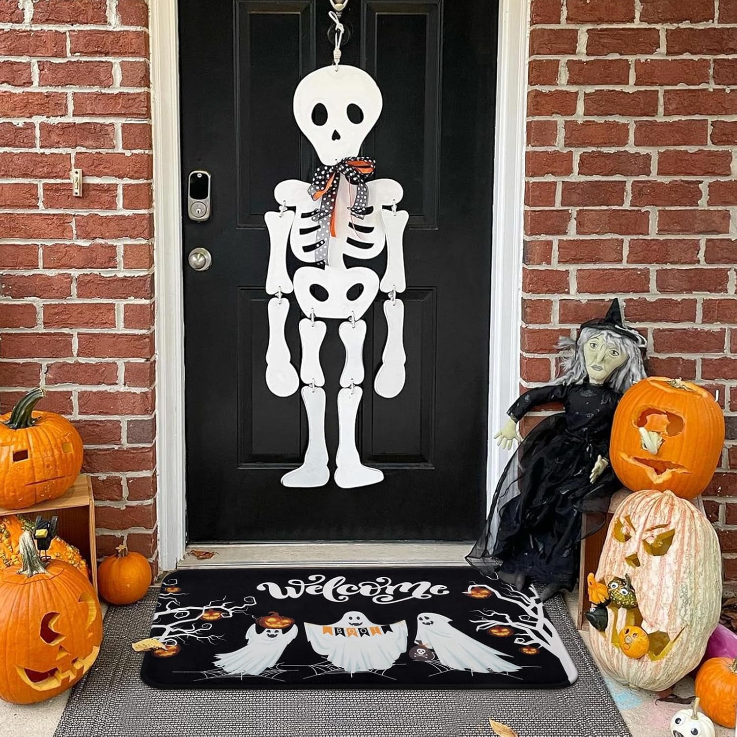 BLEUM CADE Halloween Doormat Outdoor,Ghost Welcome Door Mat Outside Entrance,Non-slip Entry Rug,18" x 30"