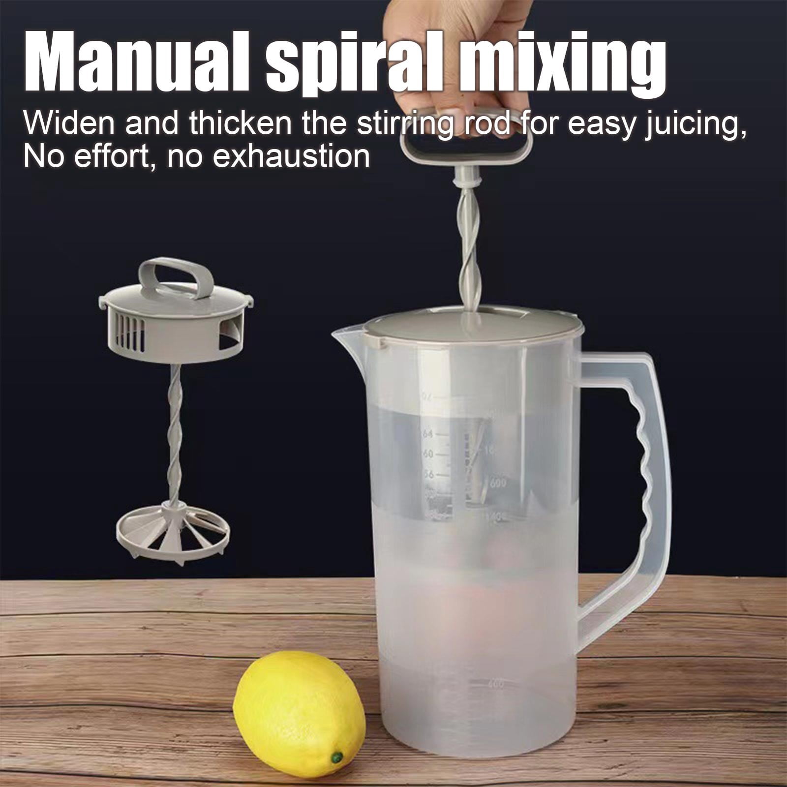 COM1950s Mixing Pitcher With Plunger, Leak-Proof Plastic Drink Pitcher with Lid and Filter, Wide Mouth Juice Container for Iced Tea, Cold Brew, Lemonade, and Infused Water