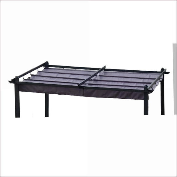 Pergola Replacement Canopy, 10x10 Ft Outdoor Patio Retractable Sun Shelter | Polyester | Charcoal Gray