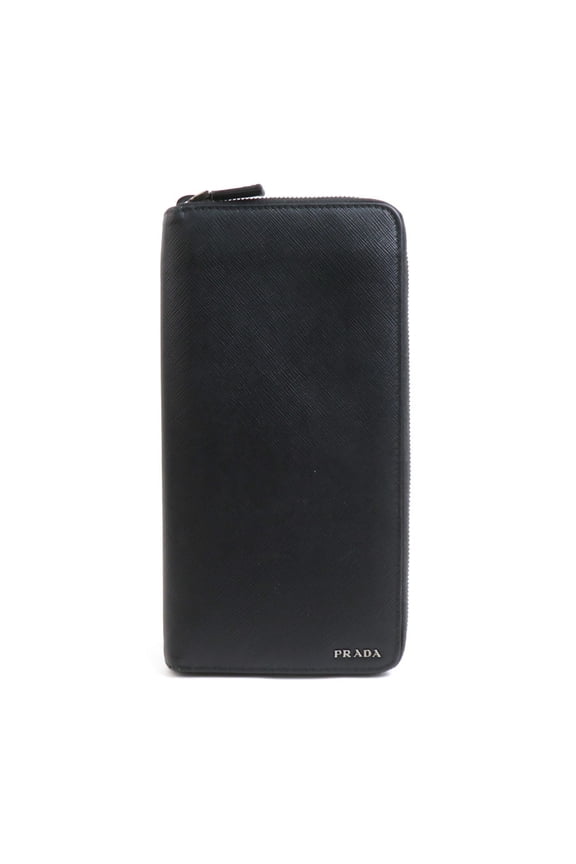 Pre-Owned Prada Organizer Long Wallet in Black Leather for Men (e61057i) (Good)