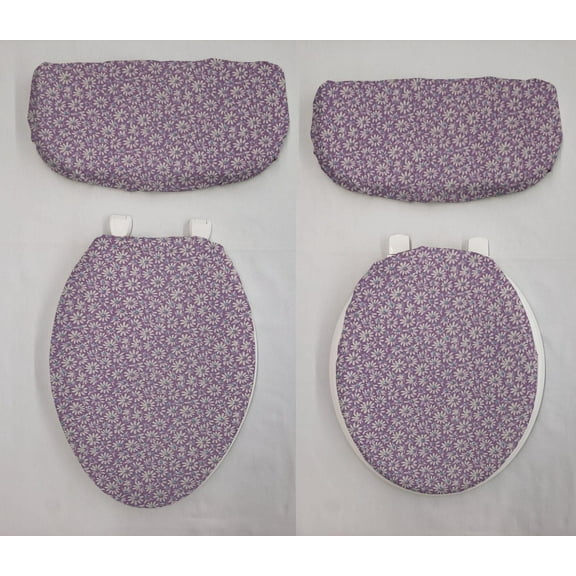 Crazy for Daisies Toilet Seat Lid and Tank Cover Set by Penny's Needful Things (Lilac)