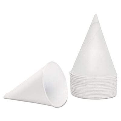 Konie Poly Bagged Paper Cone Cups KCI45KBR 4.5oz 5000/Carton White 