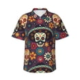 thumbnail image 2 of Picia Skulls and Flowers Gentle Cotton Regular Fit Short Sleeve Casual Hawaiian Shirt for Men-XX-Large, 2 of 9