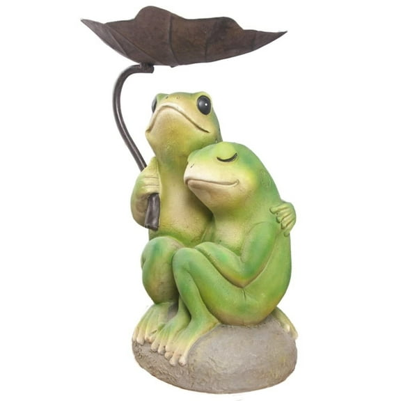 Hi-Line Gift Ltd 75627-A Frog Couple Under Umbrella Statue, 11-inch Height, Polyresin