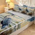 thumbnail image 3 of Erosebridal Graceful Heron Bird Art Zipper Queen Comforter Set with Fitted Sheet and 2 Pillowcases,Boho Animals Zipper Bedding Set,Blue Brown,Light Gray Reversible,4pcs, 3 of 8