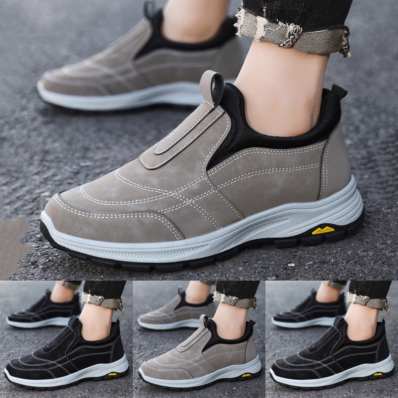 YLYL Men's Orthopedic Sneakers Slip on Wide Width Waterproof Non Slip Outdoor Hiking Walking Shoes