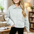 thumbnail image 2 of Wilark Girls Zip Up Sweatshirts Size 2-12, Collared Long Sleeve Fashion Casual Kids Fall Jackets Gray, 2 of 6