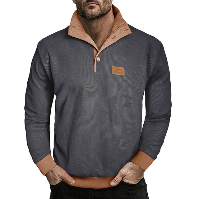 pstuiky mangas largas para hombre, Sudadera con capucha de manga larga con botones sólidos y retazos de moda informal para hombre camisetas de hombre xl