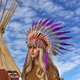thumbnail image 4 of Tocado de plumas indio, disfraz, tocado indio para mascaradas, cosplay Gris violeta, 4 of 6