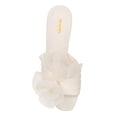 thumbnail image 3 of XYD Women Open Toe Applique Mid Spool Heels Slip on Ruffled Flower Mules Elegant Prom Party Slide Sandals Size 7 White, 3 of 4